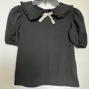 H&M Black Jersey Top with Collar